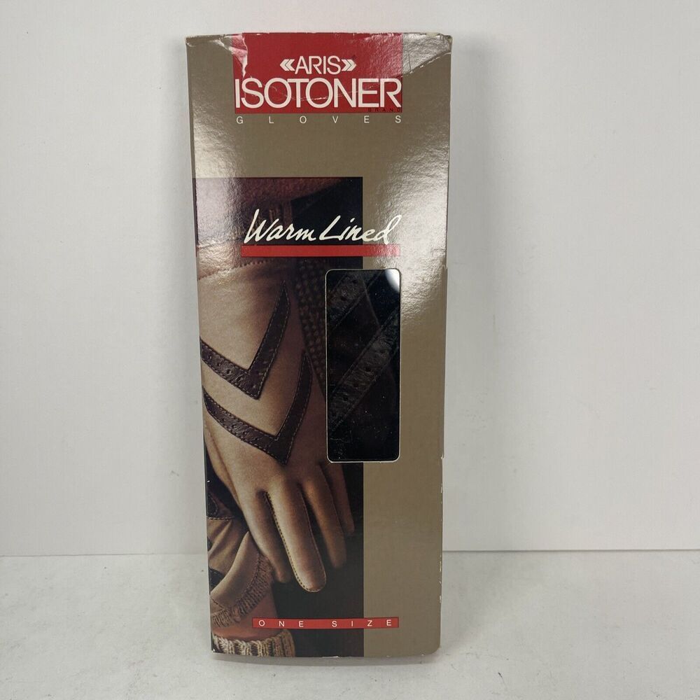 Vintage Isotoner The Original One Size Nylon/Spandex/Leather Gloves - Black NIB